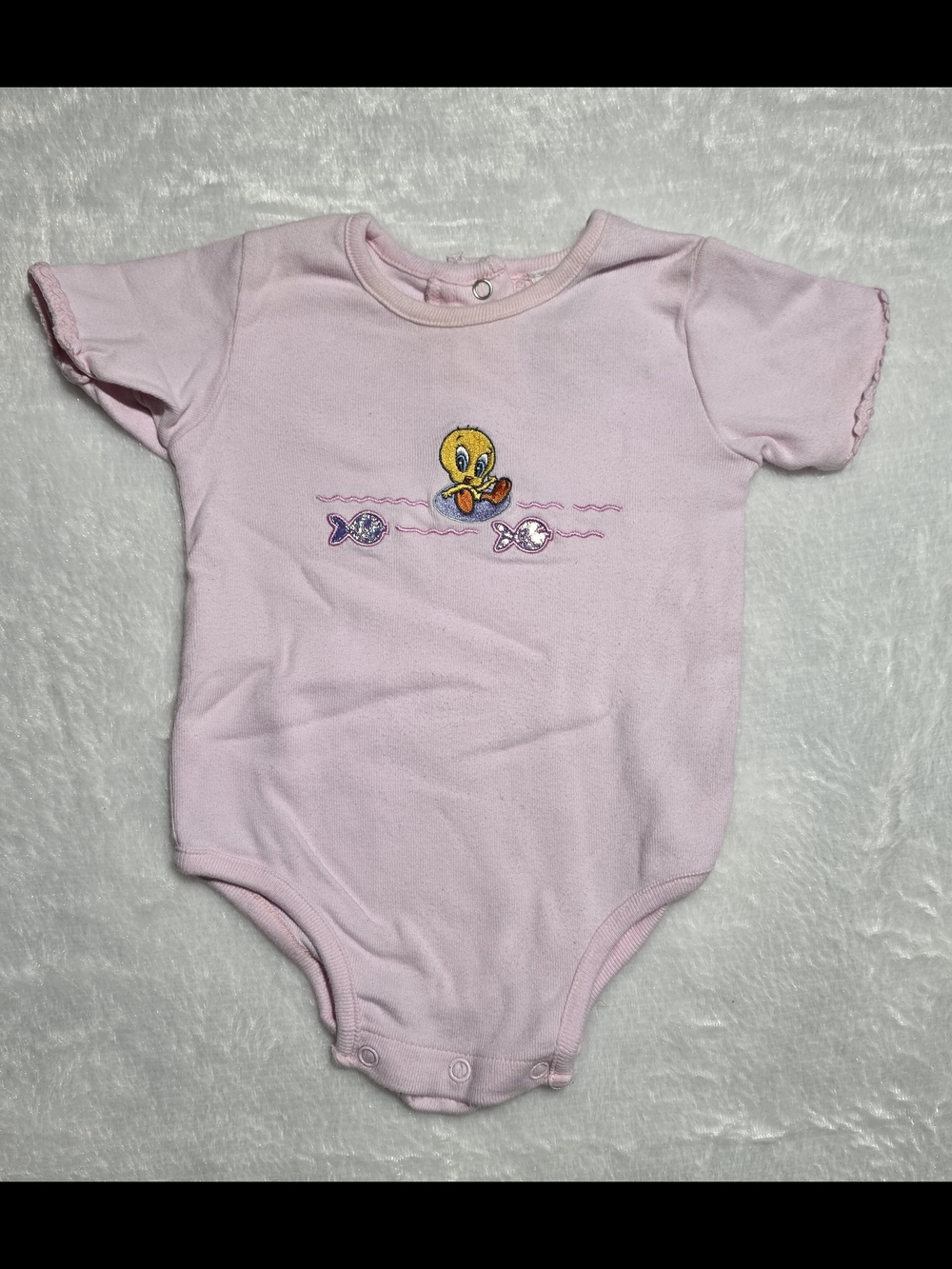 Warner Bros. Pink Tweety Short-Sleeve Baby One-Piece